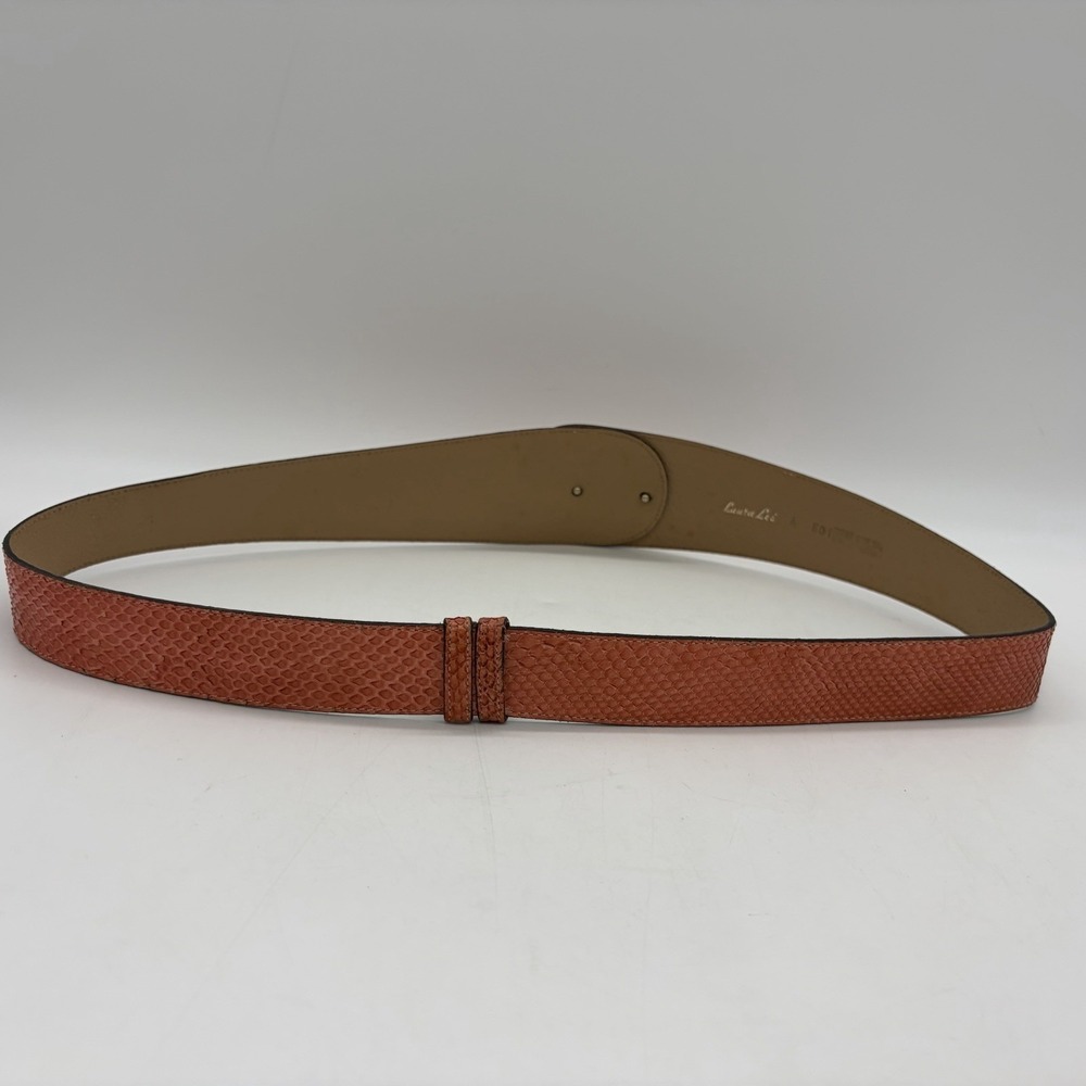 Vintage Laura Lei Womens Belt Genuine Snakeskin Orange Gold Adjustable Argentina - Picture 5 of 13
